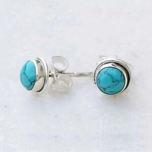 Turquoise and Silver Stud Earrings